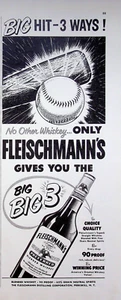 Bate de béisbol Fleischmann's Preferred 1951 mezclado whisky vintage años 50 anuncio impreso - Imagen 1 de 1