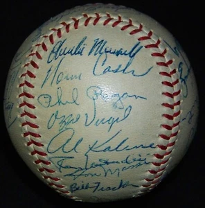 SIMPLY AMAZING! 1960 Tigers Al Kaline Joe Gordon Team Signed Baseball JSA LOA! - Picture 1 of 7