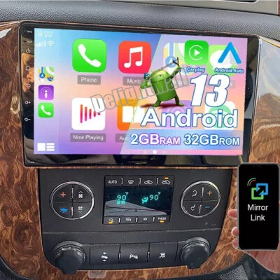 Rádio estéreo GPS navegação 2+32GB carro para GMC Chevrolet Chevy Android 13 CarPlay 9" - Imagem 1 de 4