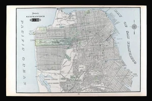 1901 Tunison Map San Francisco California Golden Gate Park Presidio Laguna City - Picture 1 of 4