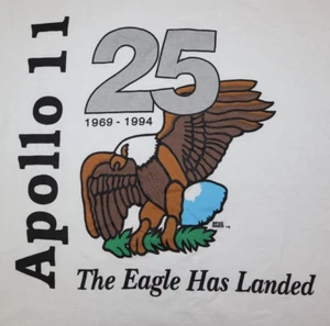 Apollo 11 1969-1994 Single Stitch Rare 25th Anniversary T Shirt Size L White - Picture 1 of 14