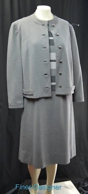 GEORGIA BULLOCK Vintage Dress Suit jacket grey knee lined MOD retro S M VTG 60s - Image 1 of 4
