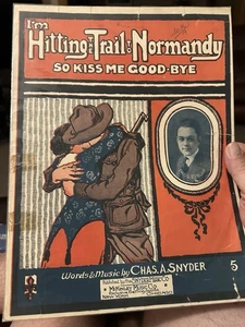 11x14 1917 WW1 sheet music HITTING THE TRAIL TO NORMANDY by Chas. Snyder - Picture 1 of 1