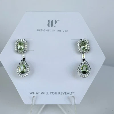 Pendientes de fiesta bomba "Come Home To Me" tachuelas con chaquetas peridoto sobre rodio Foto 1 de 4