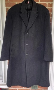 Jos A Bank Wool Overcoat Men 50 L Gray Coat Mid Length Single Breast Preppy City - Picture 1 of 15