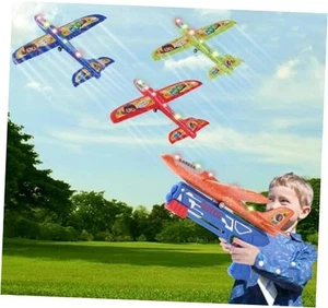3 Pack Airplane Launcher Toy for Kids Led Light Foam Glider 3+1 Blue+red+green - Picture 1 of 8