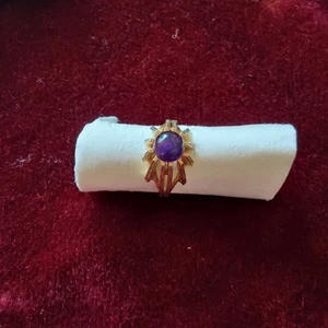 Ladies yellow gold ring 585/14kt gold ring, sapphire, amethyst, purple, 5.5 gr. - Picture 1 of 7