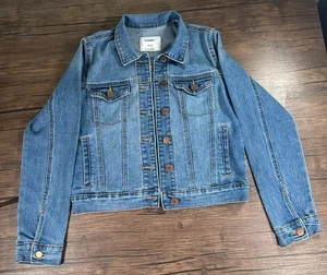 Old Navy Denim Jean Jacket Girls Size 14 XL EUC Cotton Spandex Medium Wash - Picture 1 of 7