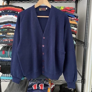 Vintage Jersild Cardigan Sweater Navy Blue Made in USA 1960s - Picture 1 of 4