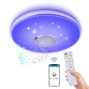36W LED Music Ceiling Light with Bluetooth Speaker RGB LED Flush Mount Smartp... - Picture 1 of 9