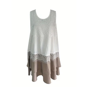 Women's Summer Sleeveless Lace Patchwork Sundress Beach Vacation Clothes Casual  - Picture 1 of 4