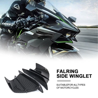 Carbon Fiber Plastic Side Winglets Air Deflector Wing Kit Spoiler For Motorcycle - Image 1 of 4