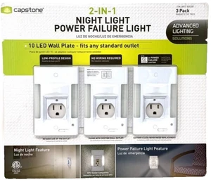 Capstone 2-in-1 LED Night Light & Power Failure Light 3-Pack Plug-In - Picture 1 of 2