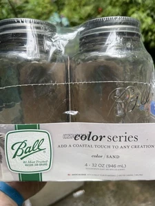 Ball 32oz 4pk Glass Regular Mouth Mason Color Jar with Lid and Band Smoke - Picture 1 of 2