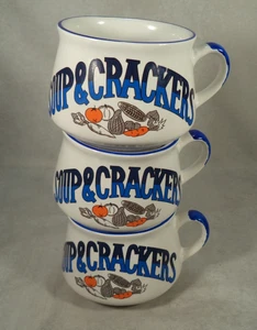Juego de 3 tazas de sopa y galletas de cerámica vintage años 70 80 tazas de sopa tazas de tazón - Imagen 1 de 12