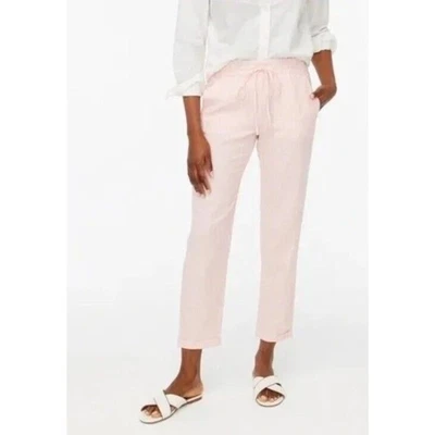 J Crew Linen Blend Pants Womens Size 12 Pink White Striped High Rise Beach NWT - Image 1 of 4