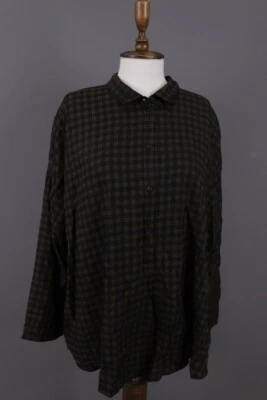 OSKA Green Check Lagenlook Long Sleeve Button Down Blouse Top Shirt Size 1 - Image 1 of 4
