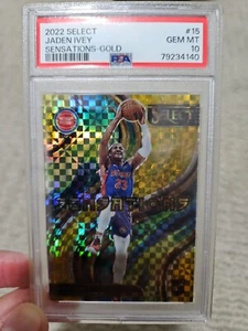 2022 PANINI SELECT JADEN IVEY ROOKIE SENSATIONS GOLD PSA 10 rc Pistons 5/10 - Picture 1 of 2
