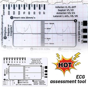Tarjeta de escala de 7 pasos ECG para tarjeta de interpretación de ECG herramienta de medición de pinza de plástico/ - Imagen 1 de 10