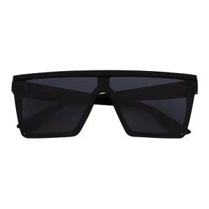 LAZER - Modern Flat Top Rimless Rectangle Sunglasses Soft Matte Black Dark Smoke - Picture 1 of 10