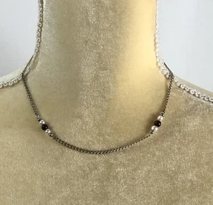 S.L.I. Necklace Sterling Silver Beaded Pearl Glass Vintage 16 in - NWT - Picture 1 of 10