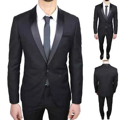 Traje Hombre Slim Fit Negro 46 48 50 52 54 56 de Ceremonia Traje Novio Elegante - Imagen 1 de 4