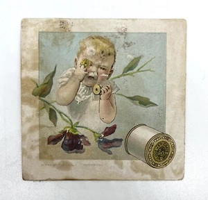 Vintage 1880's Victorian Trade Card J & P Coats Six Cord Thread Baby Theme - Picture 1 of 2