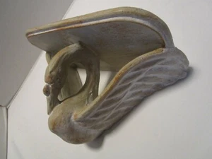 Sculptural Swan wall shelf stand Composite Stone Carved Style 11.5”W Beige - Picture 1 of 18