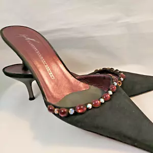 GIUSEPPE ZANOTTI VICINI ELEGANT JEWELED SHOES HEELS Black Size 38.5 Italy - Picture 1 of 12