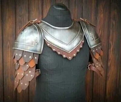 Medieval knight Shoulder Armor Pair of pauldrons  gorget sca larp Coustume - Image 1 of 4