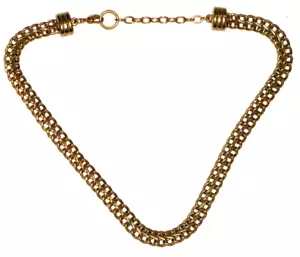 Necklace Gold Plated Double Curb Link Women's Wide 18" - Picture 1 of 24