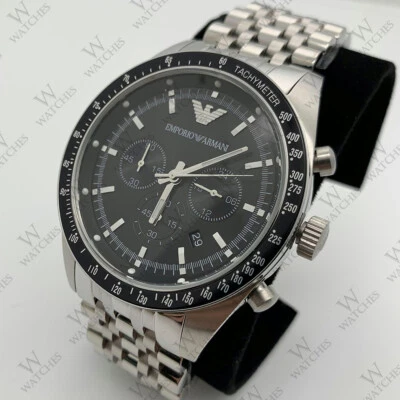 100% New Emporio Armani AR5988 Sportivo Black Dial Stainless Steel Men's Watch - Image 1 of 4