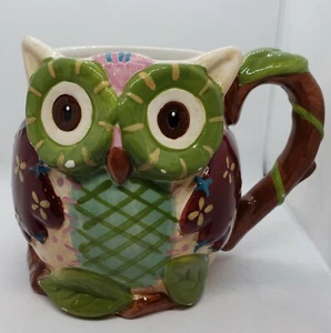 Olli The Owl Pier1 Imports 3d Hand Painted Jumbo 24oz. Decorative Coffee Mug Cup - Picture 1 of 7