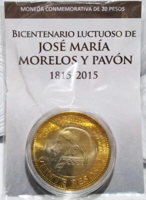 México 20 pesos 200 Luctuoso Morelos 2015 en blister original como nuevo Foto 1 de 4