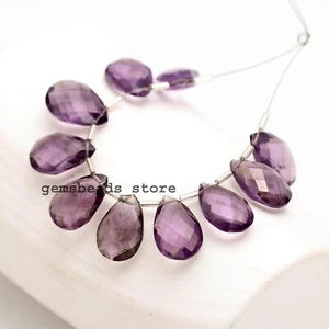 Amethyst Top Quality Hydro Quartz Briolette Faceted 18X12MM Beads 10 Pcs - Picture 1 of 8