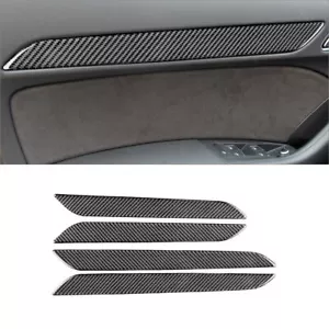 4Pcs Carbon Fiber Interior Door Panel Cover Trim Fit For Audi Q3 2013-2018 - Picture 1 of 11