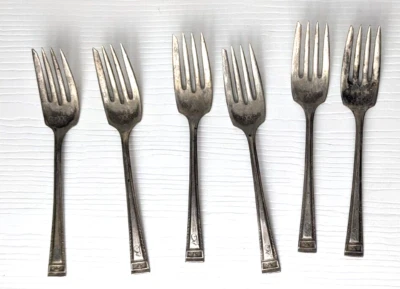 lote de 6 tenedores ensalada vintage grabados con tono plata B Foto 1 de 4