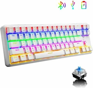 60% Wireless Bluetooth&Wired Mechanical Gaming Keyboard RGB Backlit Rechargeable - Picture 1 of 15