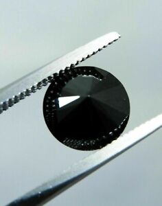  Super Shiny Jet Black 8.2 MM 1.98 CT Round Diamond Cut Loose Moissanite 4 Ring