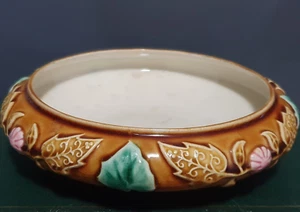 French Antique Majolica Choisy le Roi Bowl Dish Ivy Flowers Traditional - Picture 1 of 20