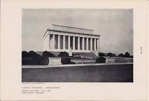 Vintage 1950s Print Greek Manner Architect BACON Lincoln Memorial WASHINGTON DC - Picture 1 of 1