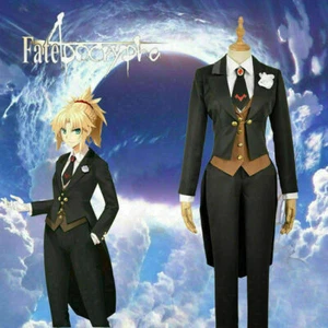 Fate/Apocrypha Mordred Black Uniform Cosplay Costume Coat Vest Shirt Tie Pants& - Picture 1 of 5