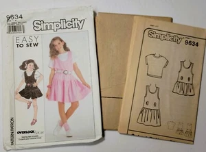 1990 Simplicity Pattern 9634 Girls' Jumper Romper and Top 7-8-10-12-14 UnCut - Picture 1 of 4