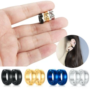 Hombres Mujeres No Perforantes Clip En Falso Pendientes de Aro Brazalete Acero Inoxidable - Imagen 1 de 14