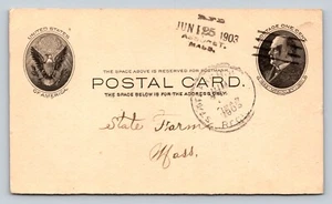 1903 Fall River To State Farm MA Postal Card, Shipping Update, 1c Nice Cancel - Bild 1 von 3