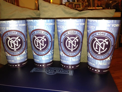 NY City Footbal Club large hard plastic drink glass/inaugural season/made inUSA Cover