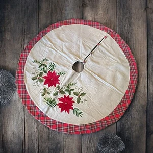 Gonna albero di Natale Pier 1 Imports 52" a quadri Poinsettia Bells usata in ottime condizioni - Foto 1 di 23