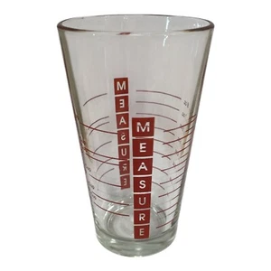 Vintage Measure Measuring Cup Pint Bar Glass Red 1 Cup 8 Ounces Libbey - Picture 1 of 3