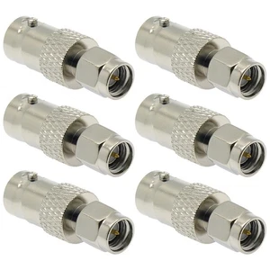 6x SMA Male to BNC Female RF Coax Coaxial Cable Connector Adapter Radio Antenna - Picture 1 of 2