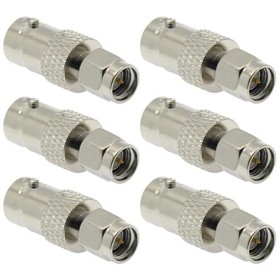 6x SMA Male to BNC Female RF Coax Coaxial Cable Connector Adapter Radio Antenna - Image 1 of 2